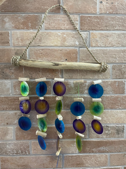 Treibholz-Glockenspiel - Grün und Lila