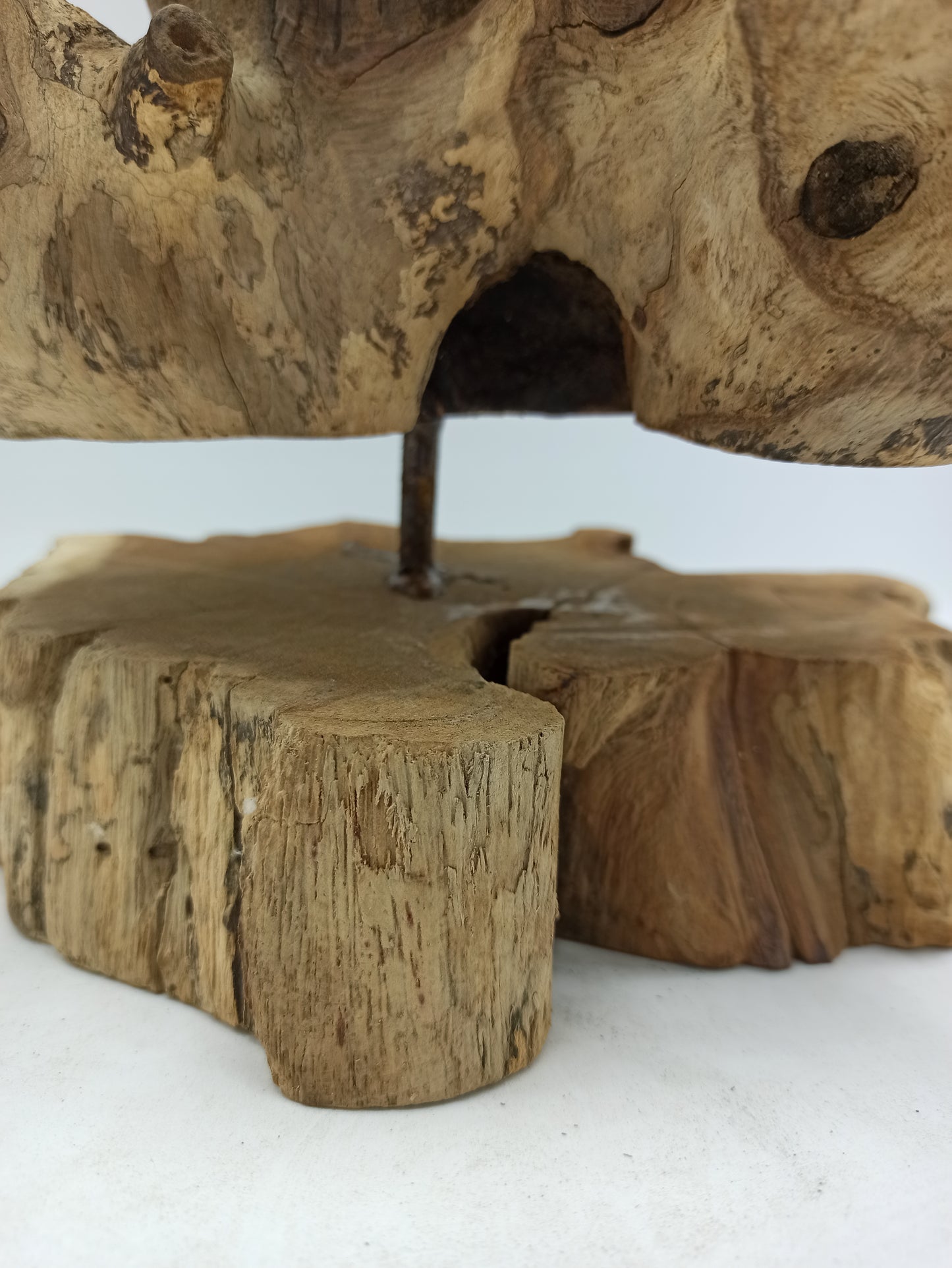 Geschmolzenes Glas auf Holz mit Ständer - Große Schale