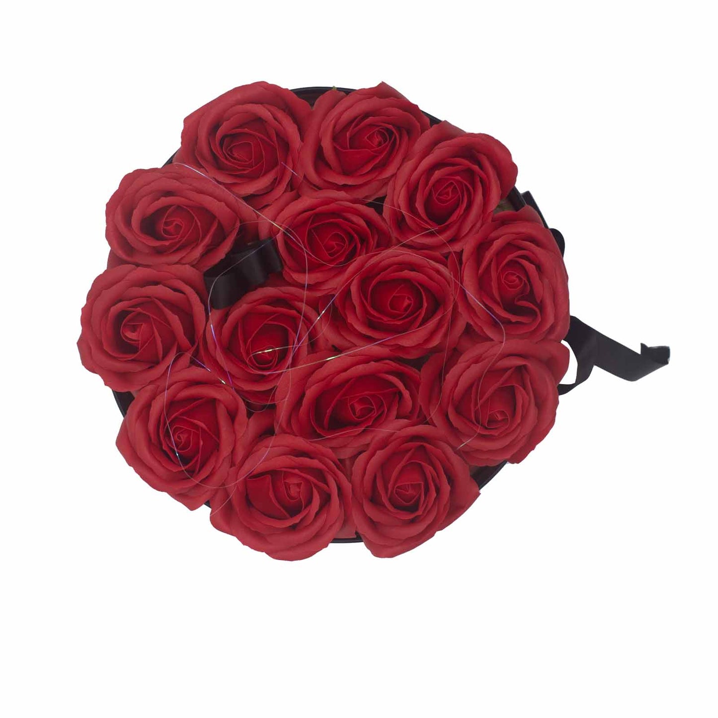 Coffret cadeau - Fleur de savon 14 roses rouges - Rond
