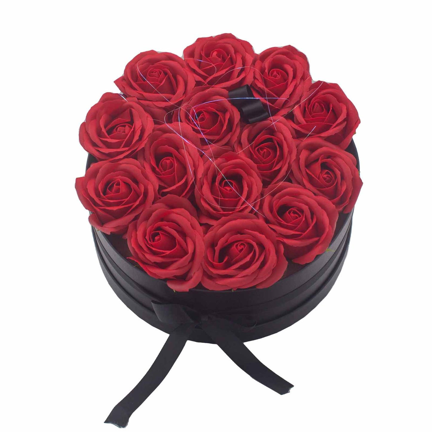 Coffret cadeau - Fleur de savon 14 roses rouges - Rond