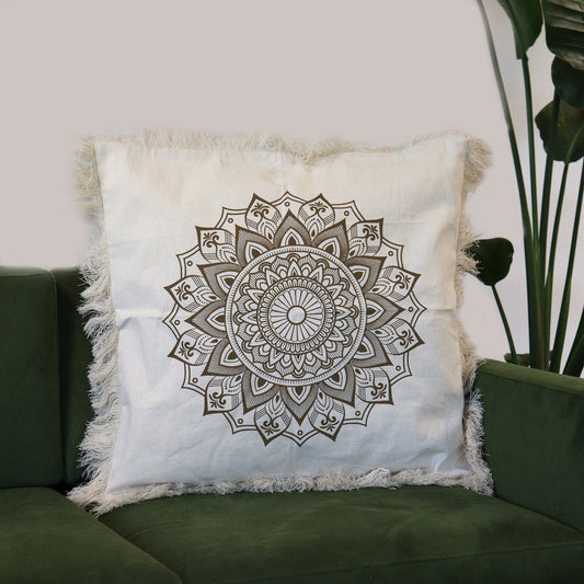 Lotus Mandala Kissen - 60x60cm - Bronze