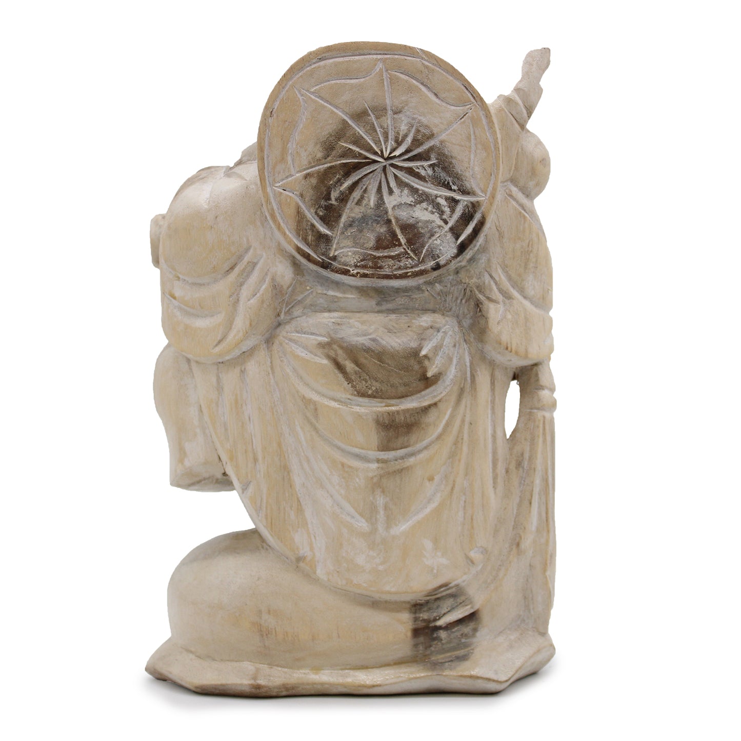 Happy Buddha Bring Holz - Weiß getüncht 30cm