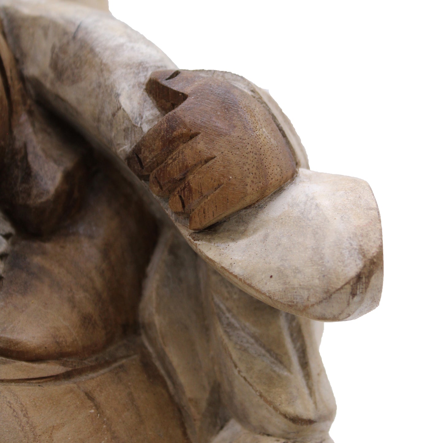 Happy Buddha Bring Holz - Weiß getüncht 30cm
