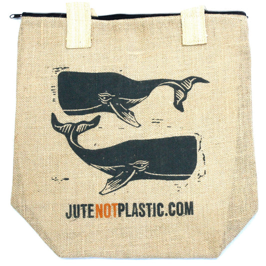 Sac en jute écologique - Deux baleines (4 modèles assortis)