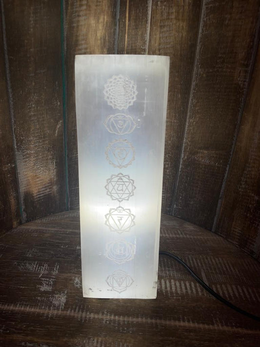 Lampe en sélénite 25 cm - Lampe Chakra