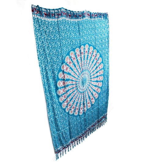 Paréos Mandela bleu sarcelle et orange