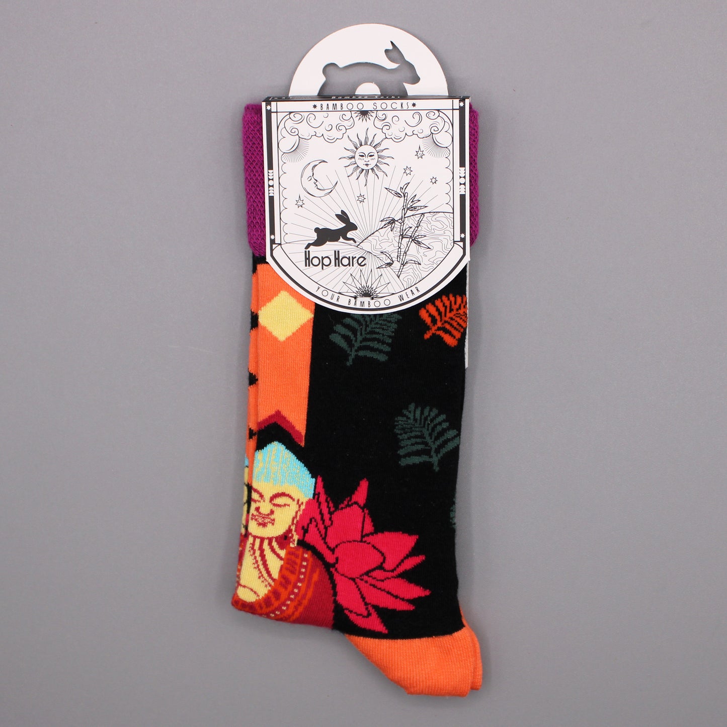 Hop Hare Bambussocken (S/M) - Rosa Buddha & Lotus