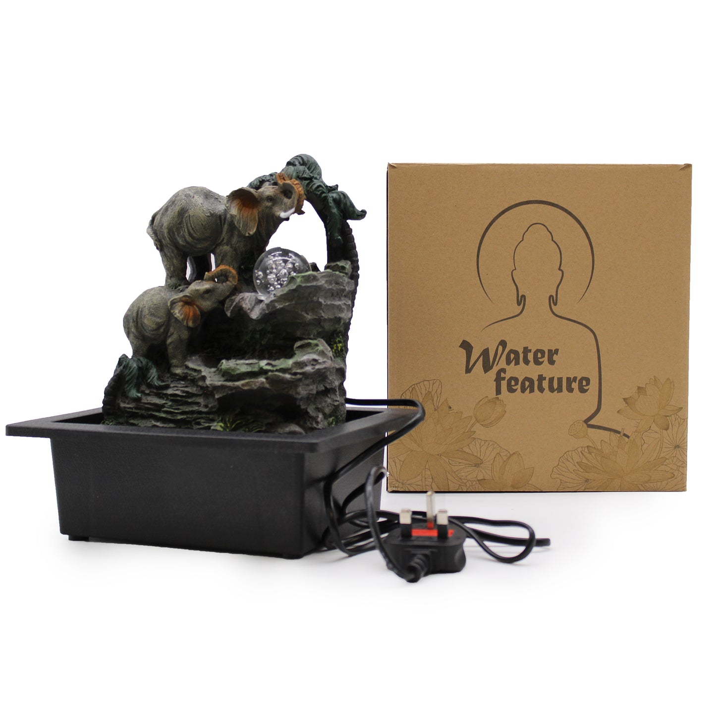 Tischbrunnen - 30 cm - Elefantenfamilie