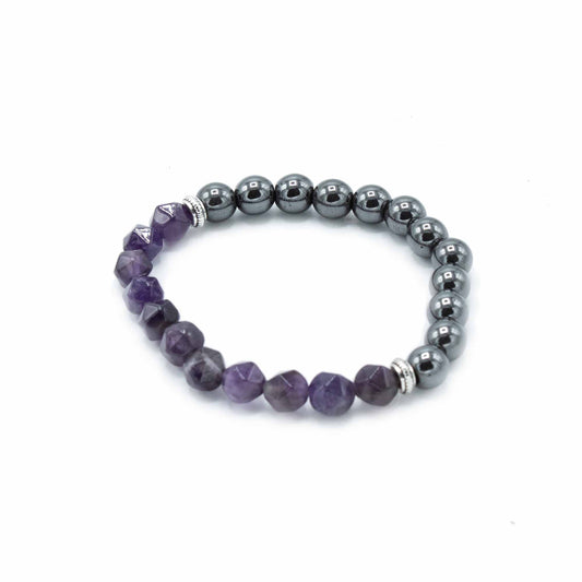 Geschnitztes Edelsteinarmband - Magnetischer Amethyst