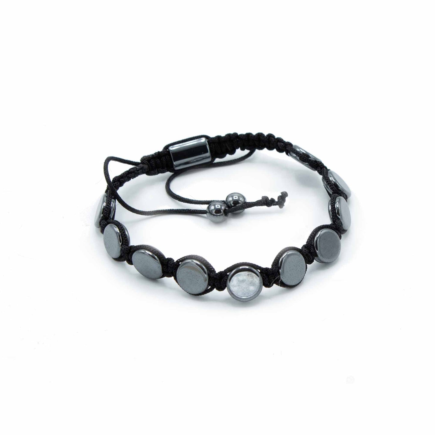 Bracelet Shamballa magnétique en hématite - Cercles plats