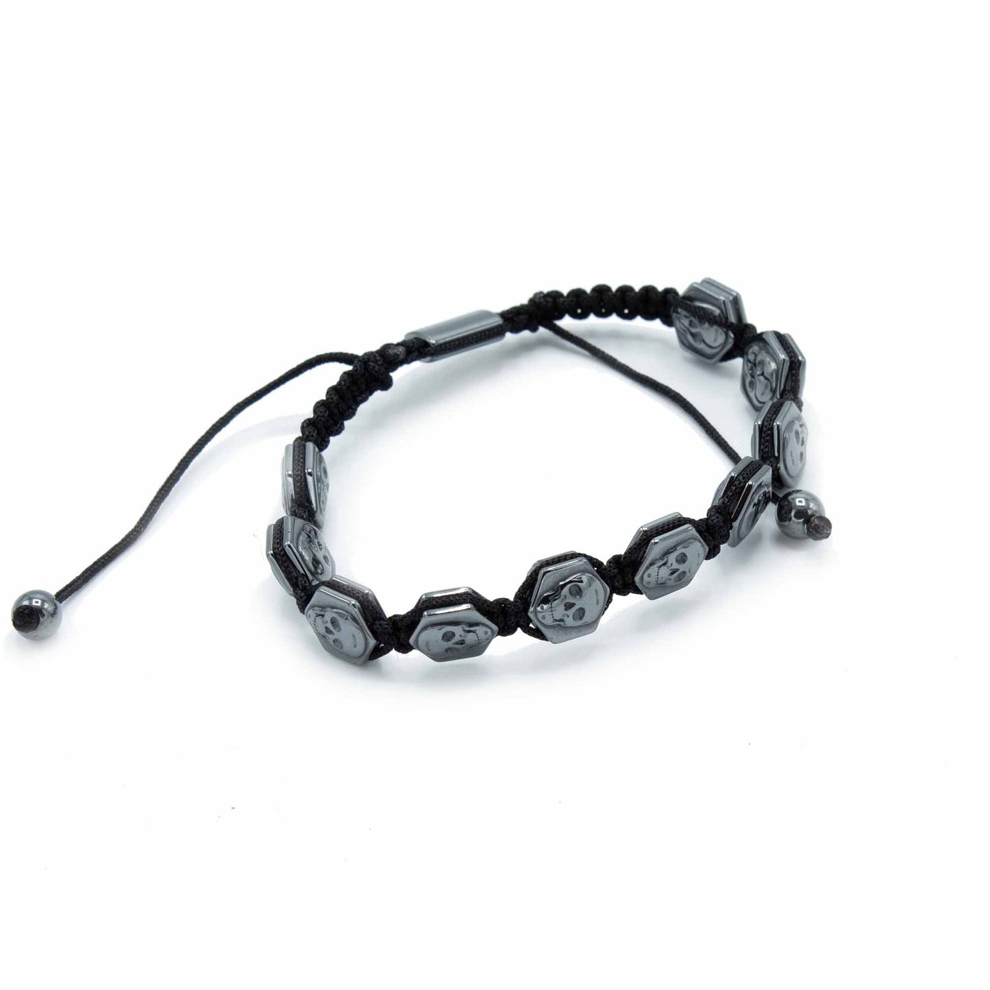 Hämatit-Shamballa-Magnetarmband – Sechseckige Totenköpfe
