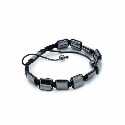 Bracelet magnétique Shamballa en hématite - Doubles cuboïdes