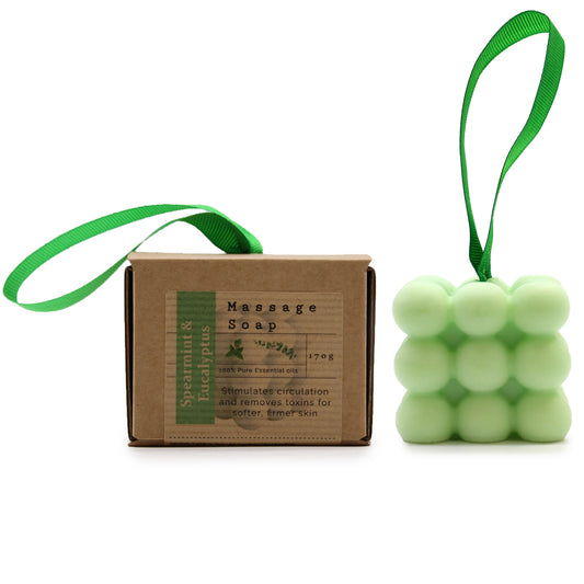 Savon de massage individuel en boîte - Menthe verte et eucalyptus