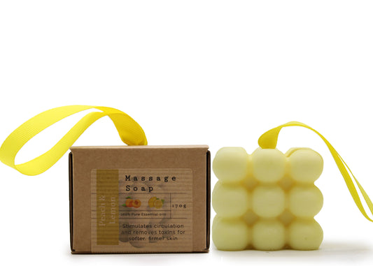 Savon de massage individuel en boîte - Pêche et citron