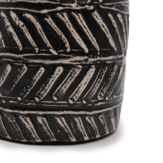 Vase en céramique à motif grec - Chocolat