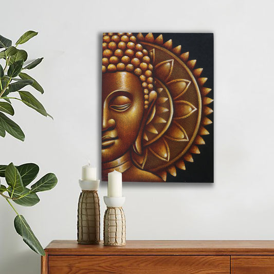 Goldenes Halbbuddha-Mandala 60x80cm