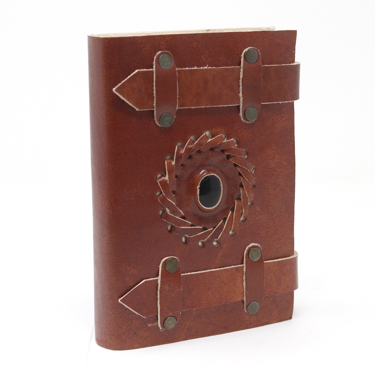 Schwarzes Onyx-Leder-Notizbuch mit Riemen