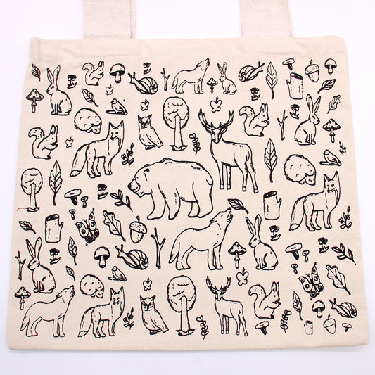 Grands sacs de courses en coton - 38 x 42 cm - Faune - 280 g