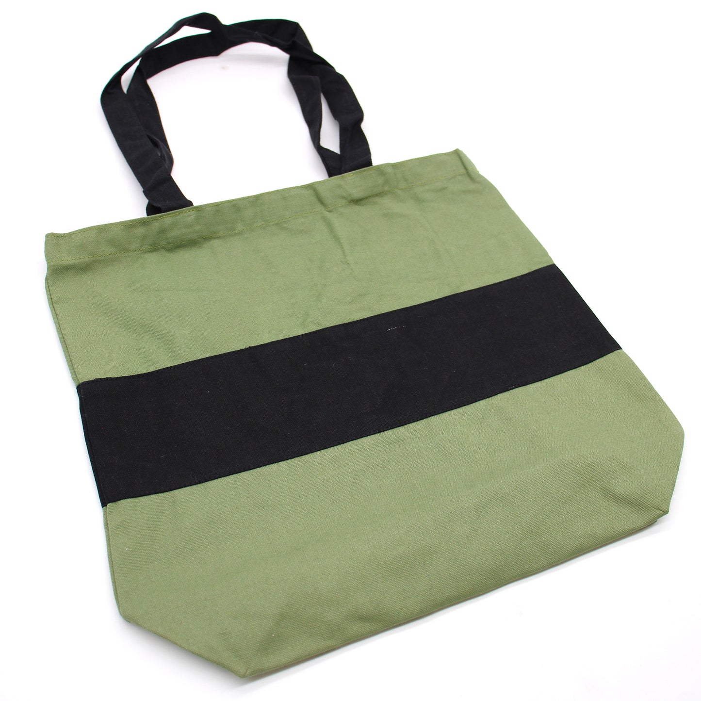 Zweifarbige Baumwolltaschen - 38x42x12cm - Grün und Schwarz - 280g