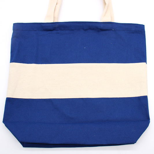 Sacs en coton bicolores - 38 x 42 x 12 cm - Naturel et bleu - 280 g