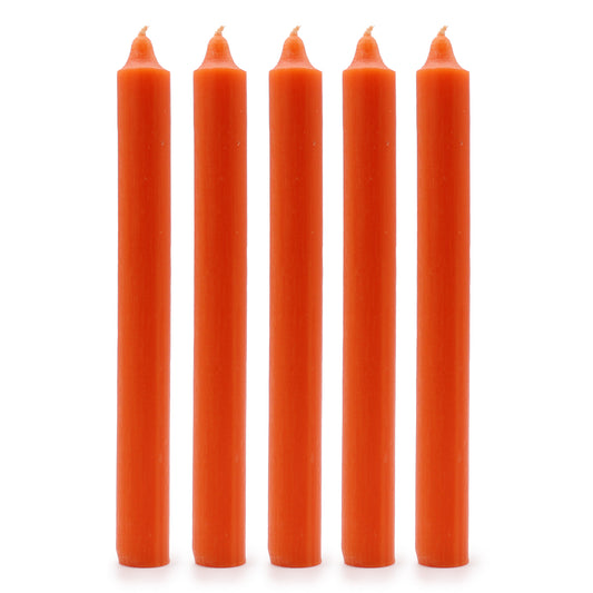 10 x einfarbige Großkerzen – Rustikales Orange – 10er-Pack