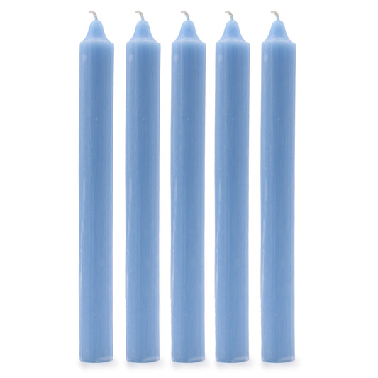 10 x einfarbige Großkerzen – Rustikales Marineblau – 10er-Pack