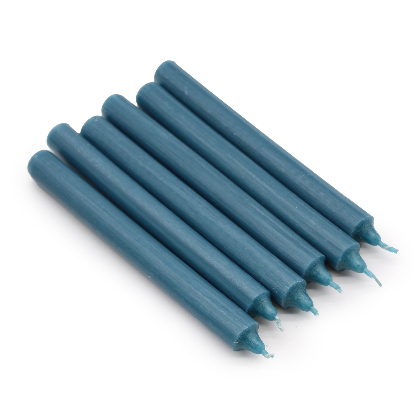 10 x einfarbige Großkerzen – Rustikales Blaugrün – 10er-Pack