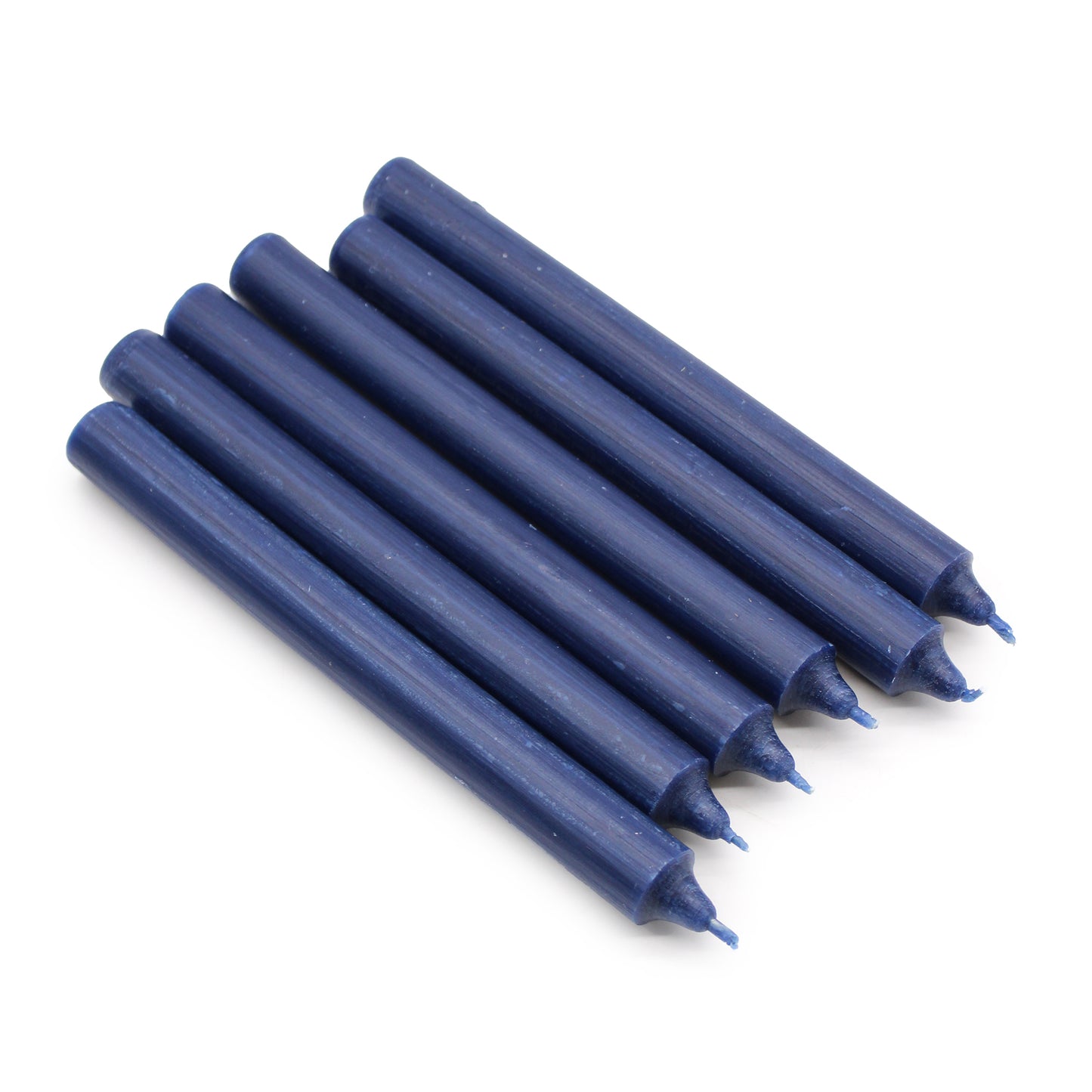 10 x einfarbige Großkerzen – Rustikales Marineblau – 10er-Pack