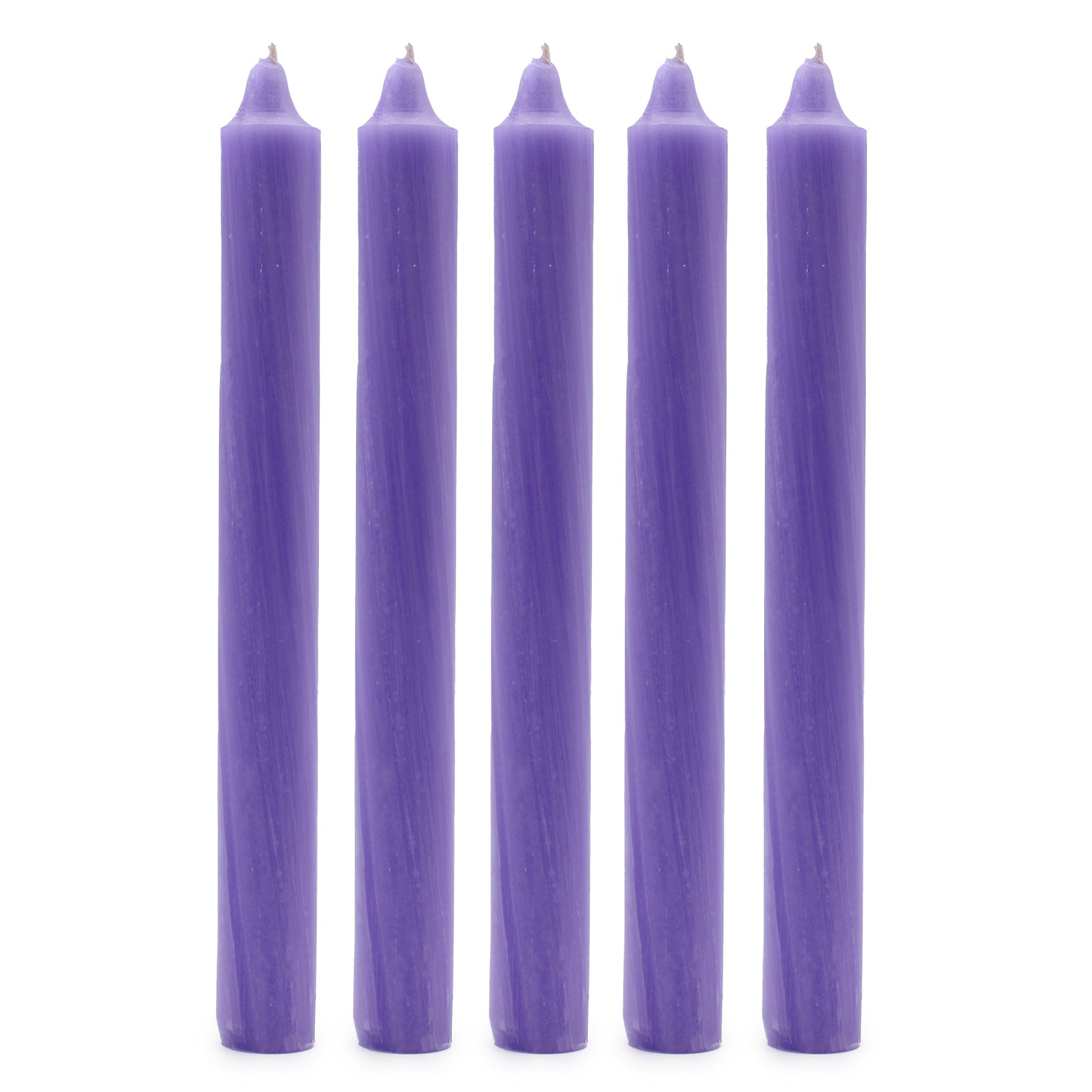 10 x einfarbige Großkerzen – Rustikales Flieder – 10er-Pack