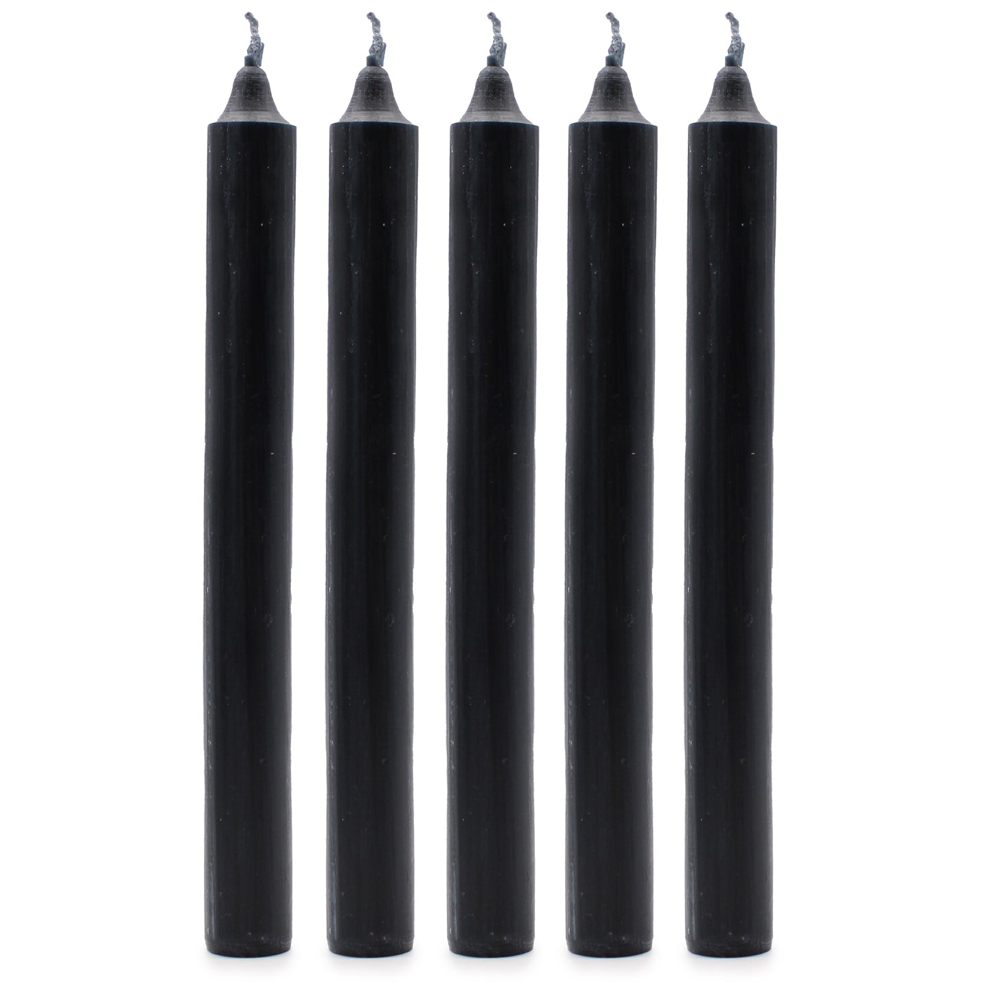 10 x einfarbige Großkerzen – Rustikales Schwarz – 10er-Pack