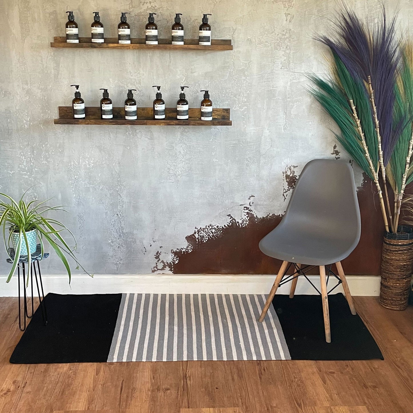 Indischer Baumwollteppich – 70 x 170 cm – Schwarz/Grau