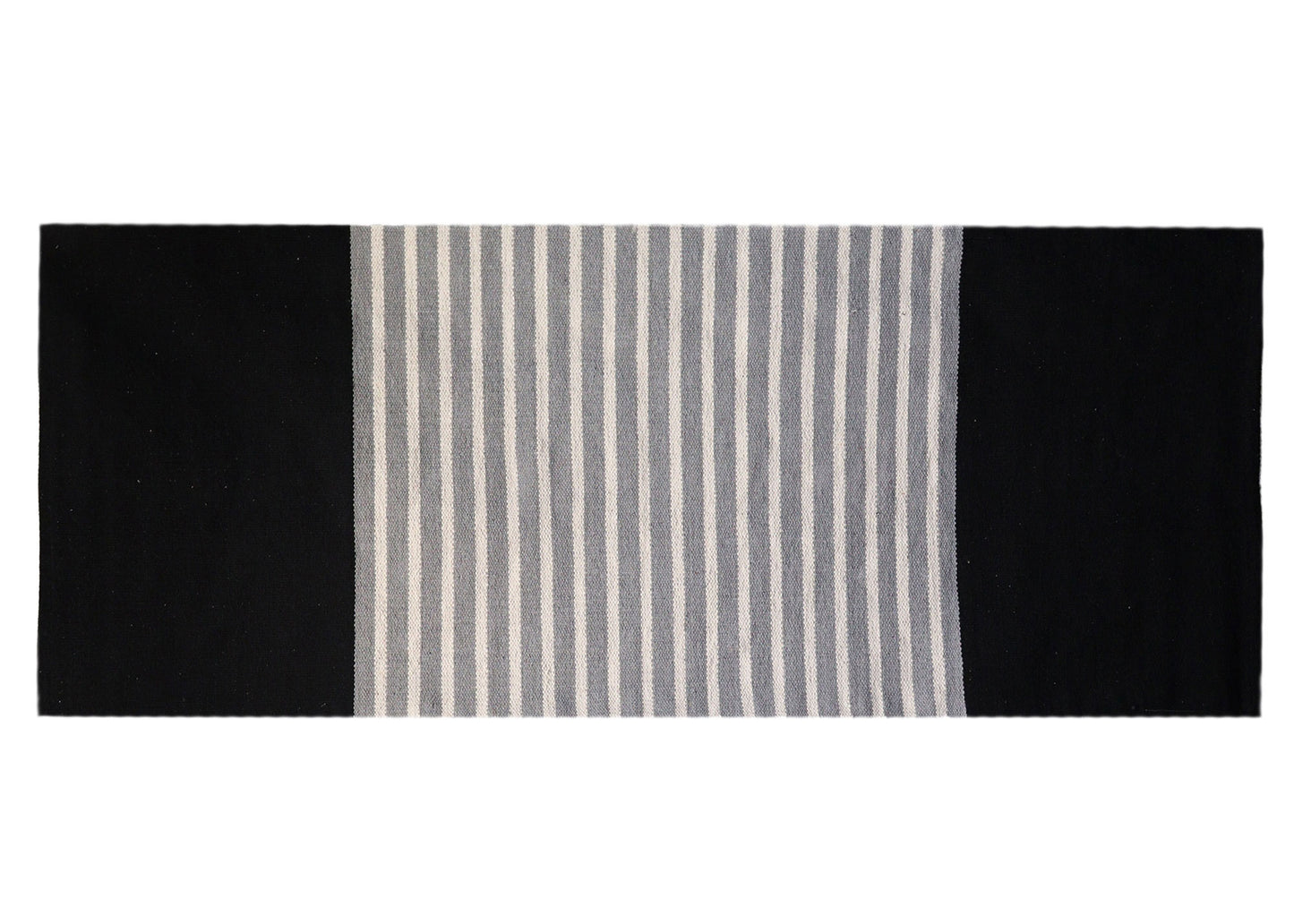 Indischer Baumwollteppich – 70 x 170 cm – Schwarz/Grau