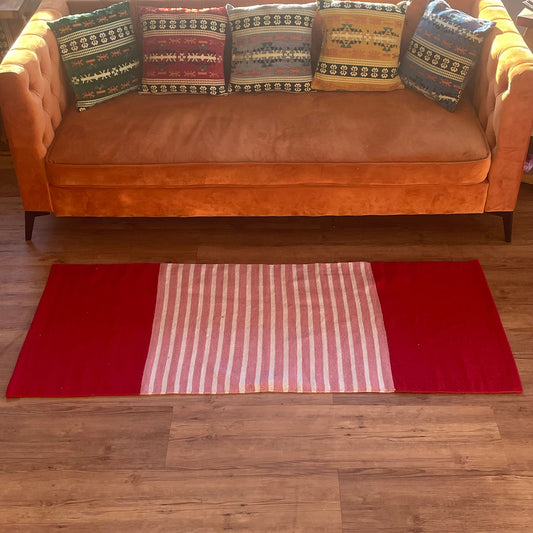 Indischer Baumwollteppich – 70 x 170 cm – Rot/Rosa
