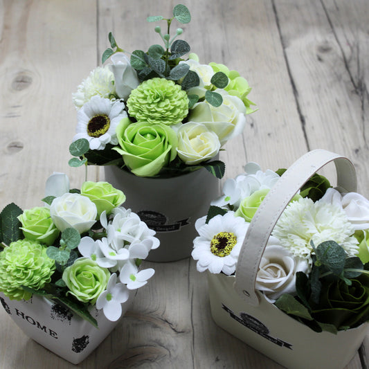 Bouquet Petit Pot Cadeau - Vert Pastel