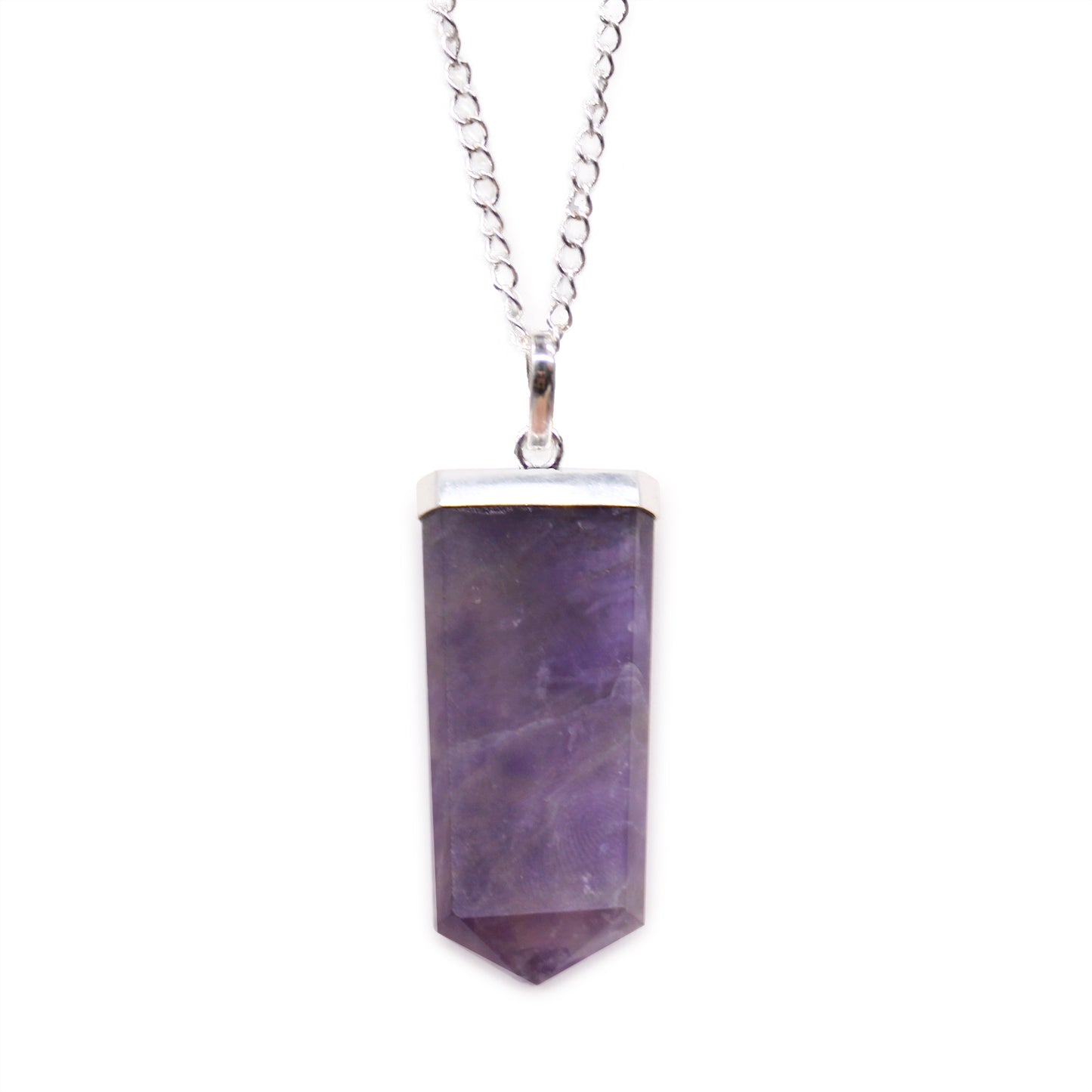 Flacher Anhänger mit Edelsteinen - Amethyst