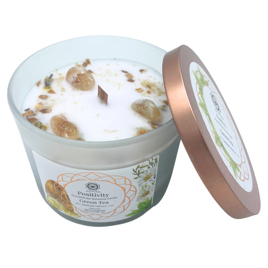 Bougie au thé vert et citrine - Positivité