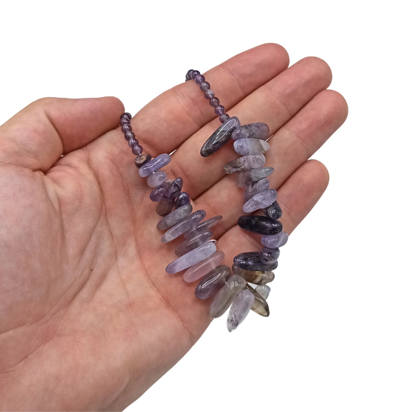 Lange Stein-Edelstein-Halskette - Amethyst