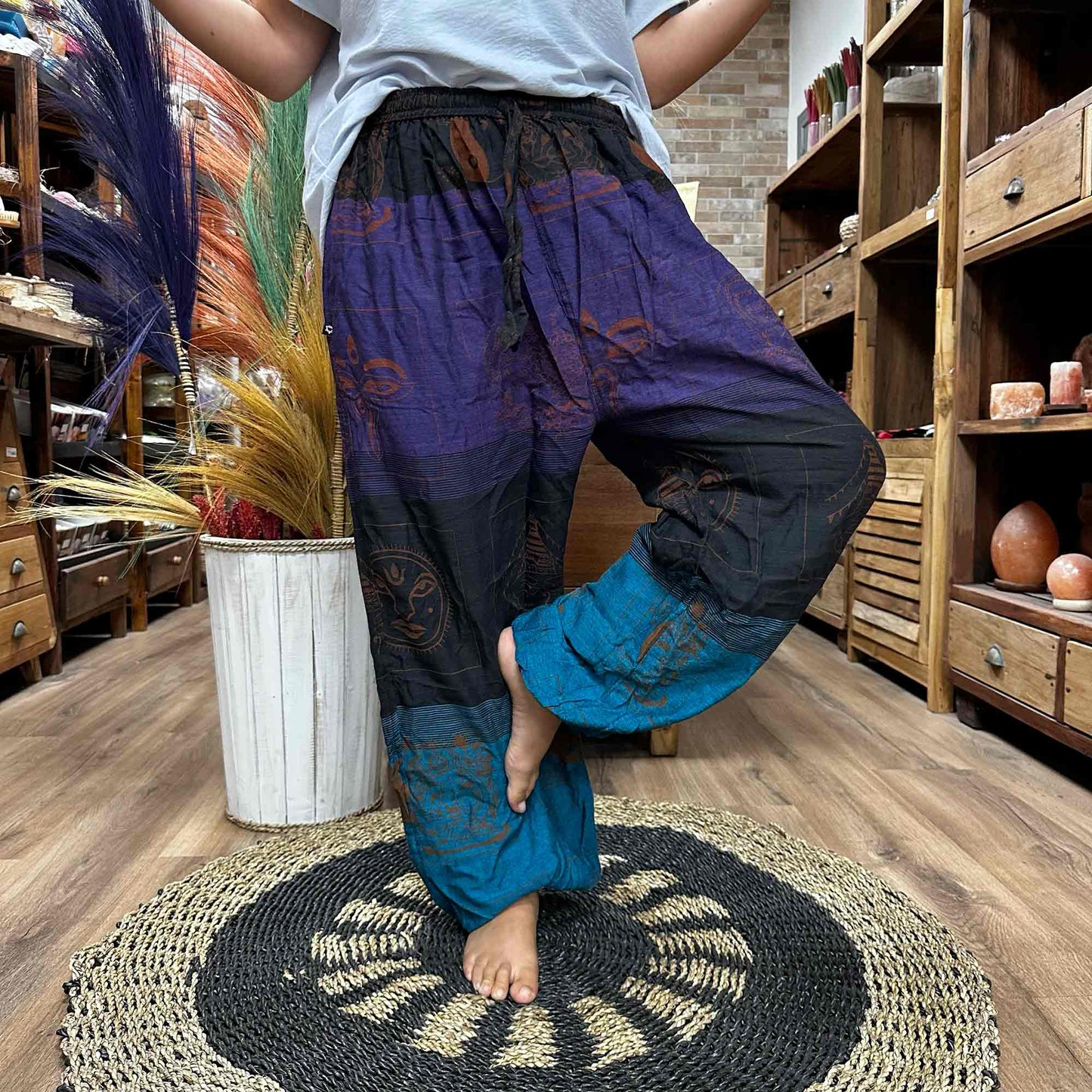 Pantalon de yoga et de festival - Imprimé Himalayan High Cross en violet