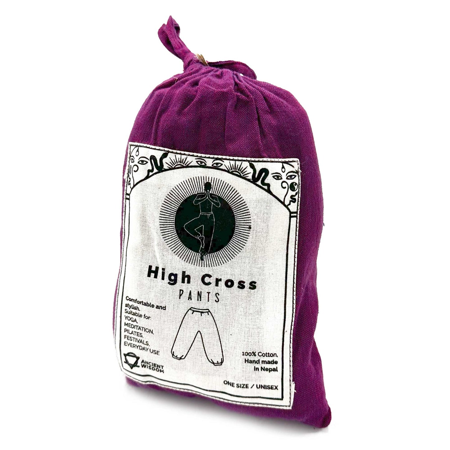 Pantalon de yoga et de festival - Imprimé Himalayan High Cross en violet