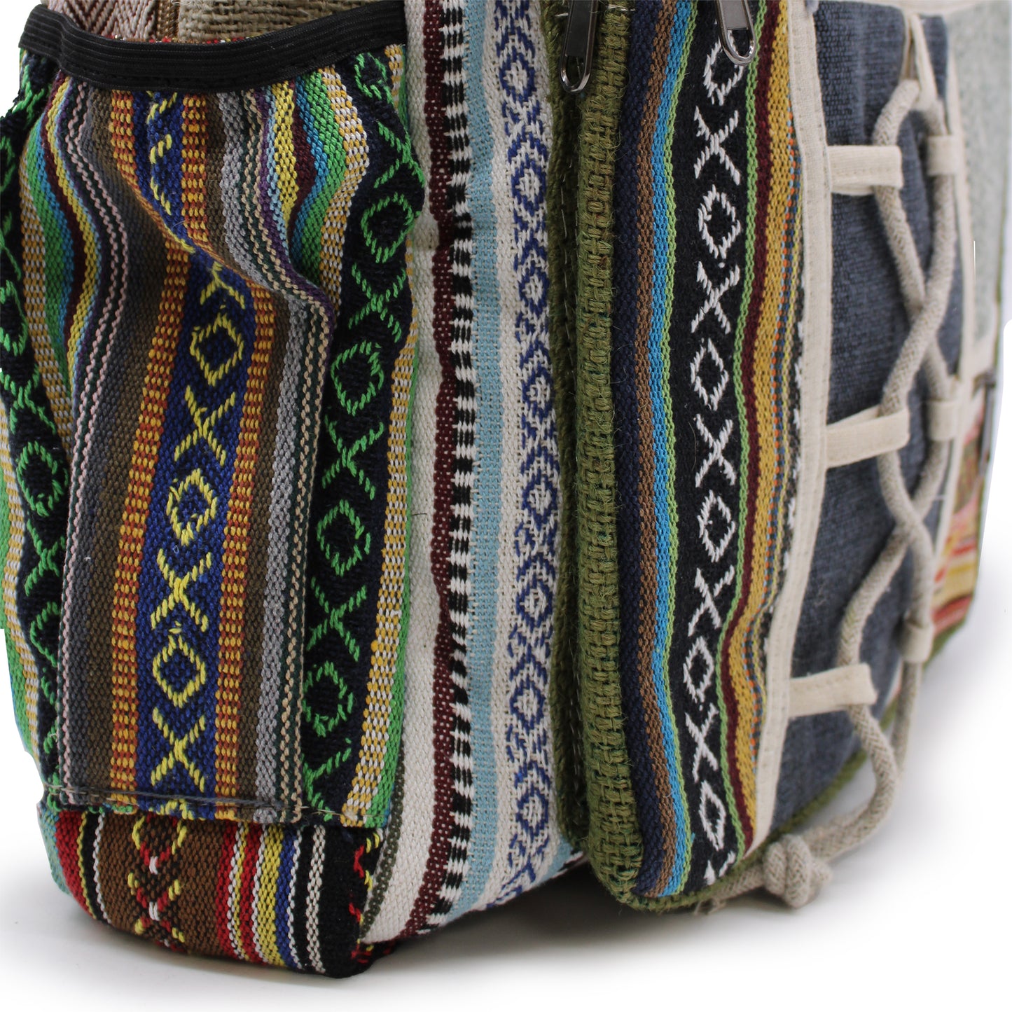 Großer Hanf-Rucksack – Seil-Stil mit Taschen