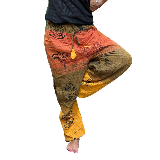Yoga- und Festivalhose - Himalayan High Cross Print in Orange