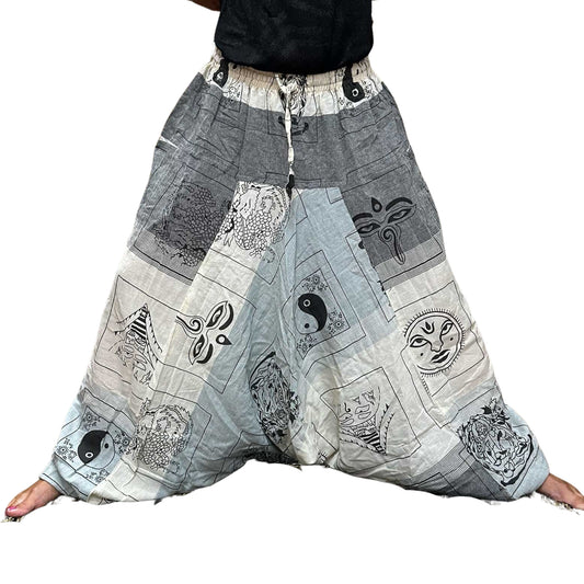 Yoga- und Festivalhose - Aladdin Himalayan Print in Grau