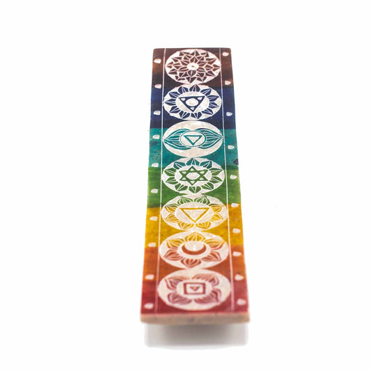 Räucherstäbchenhalter aus Speckstein Sieben Chakra - 26x5cm