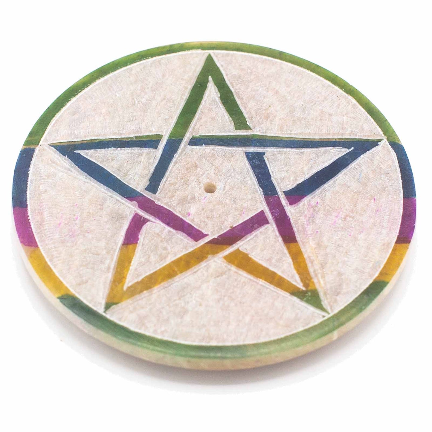 Specksteinscheiben-Räucherstäbchenhalter 8cm - Fünfeck