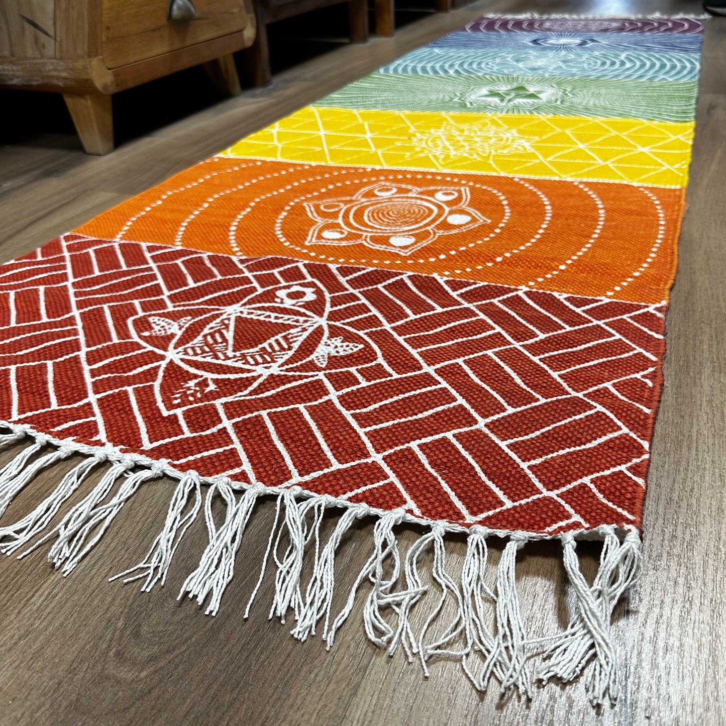Yogamatte aus 100 % Baumwolle – 60 x 200 cm – 7 Chakren