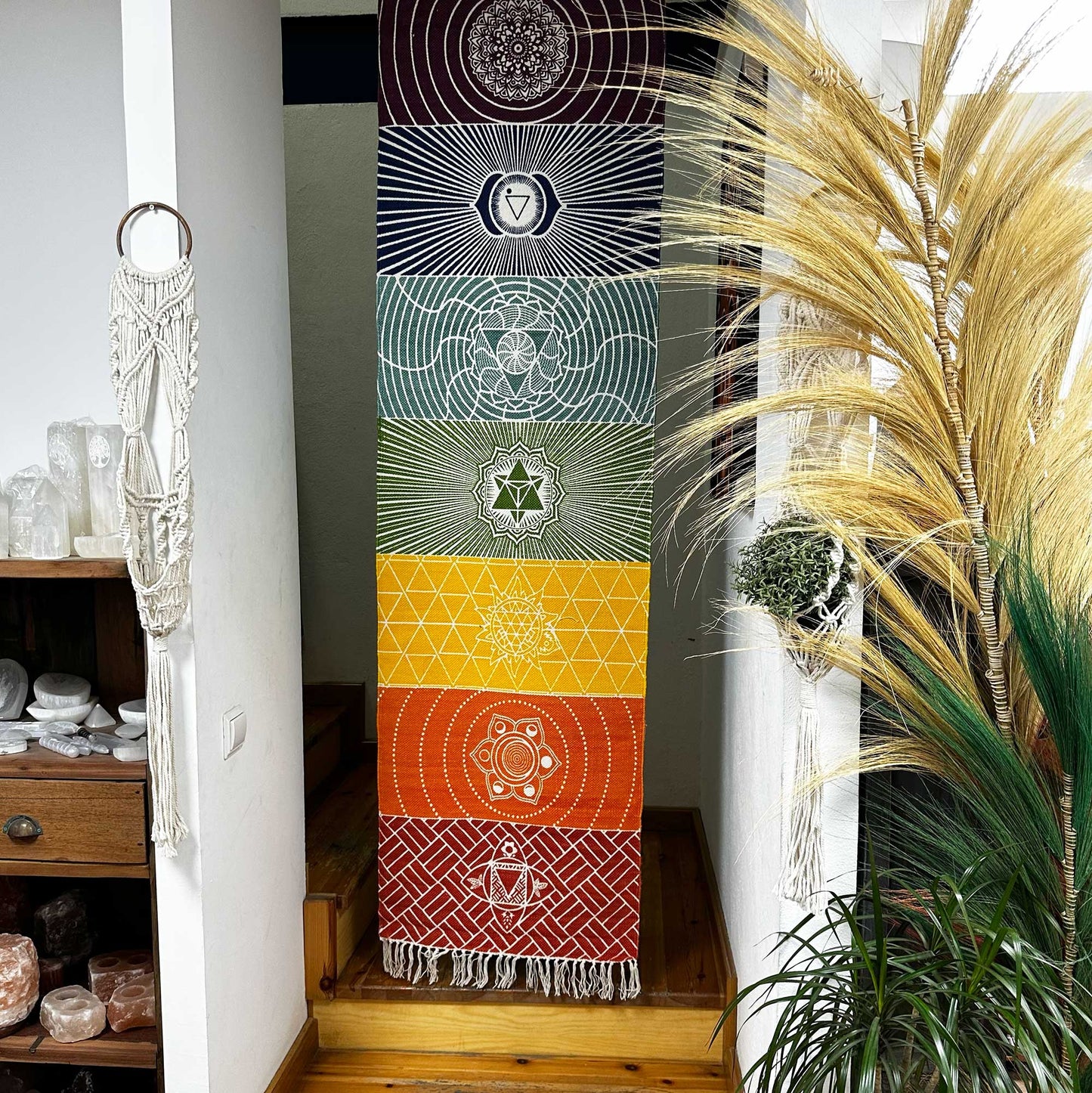 Yogamatte aus 100 % Baumwolle – 60 x 200 cm – 7 Chakren