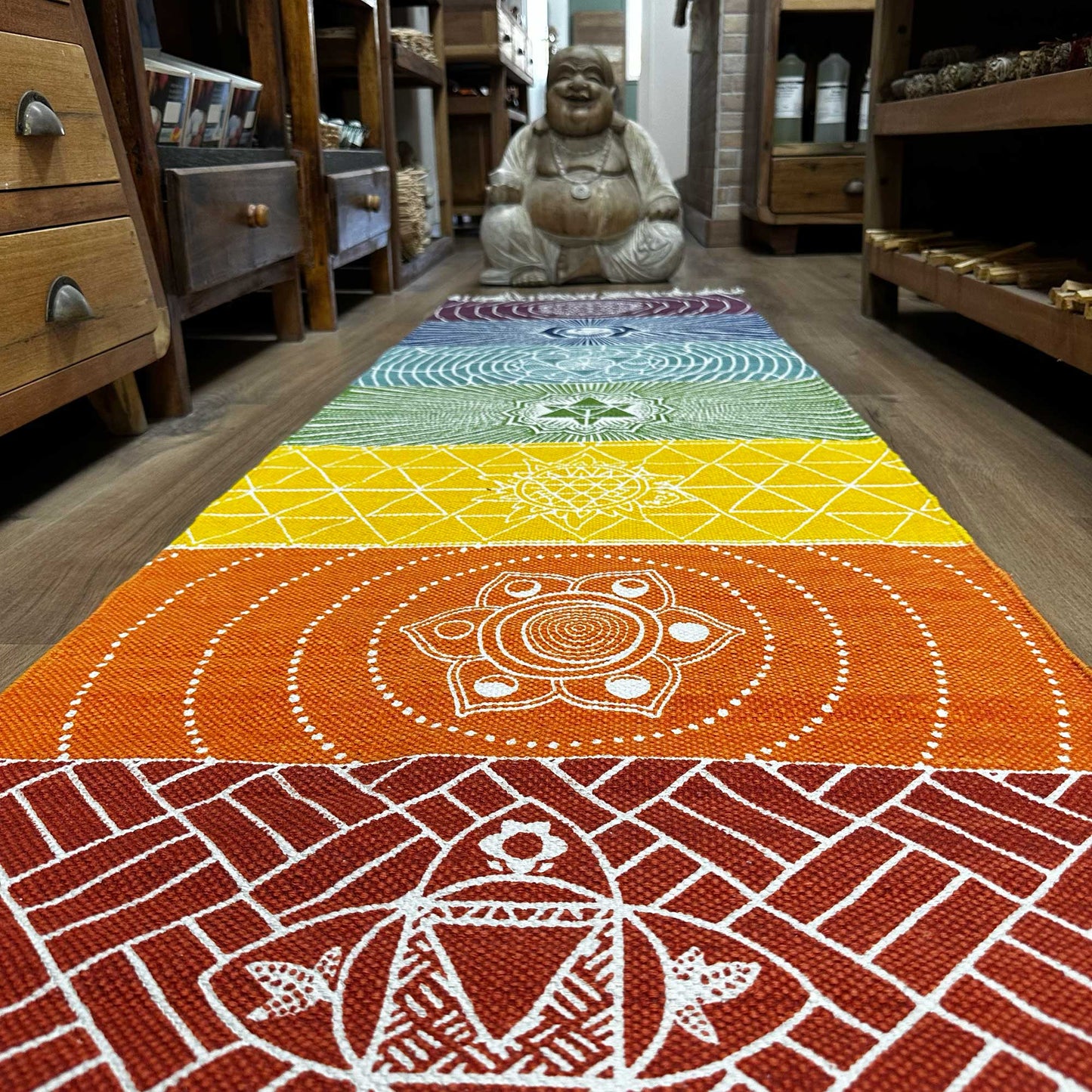 Yogamatte aus 100 % Baumwolle – 60 x 200 cm – 7 Chakren