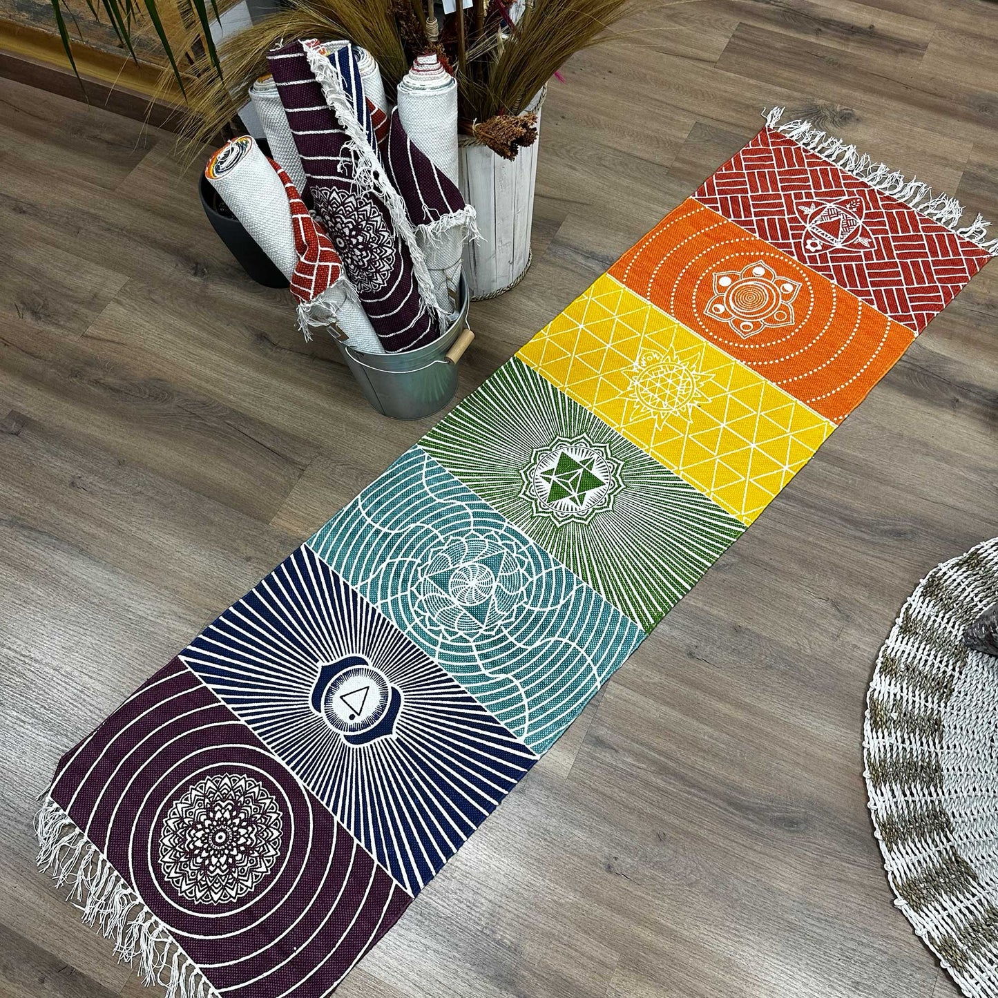 Yogamatte aus 100 % Baumwolle – 60 x 200 cm – 7 Chakren