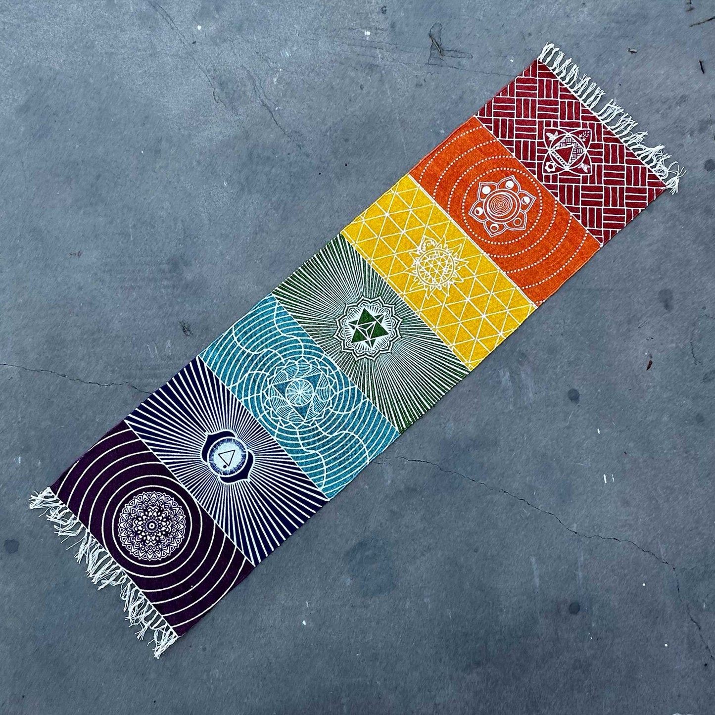 Yogamatte aus 100 % Baumwolle – 60 x 200 cm – 7 Chakren
