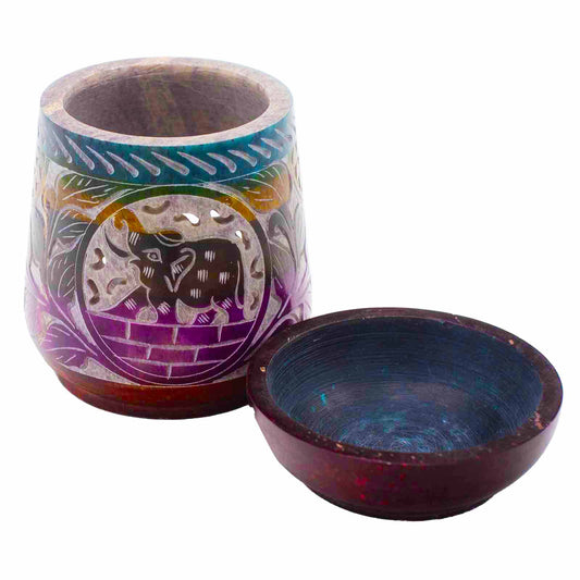 Großer Ölbrenner aus Speckstein 13x10cm - Elefant - Fünf Farben